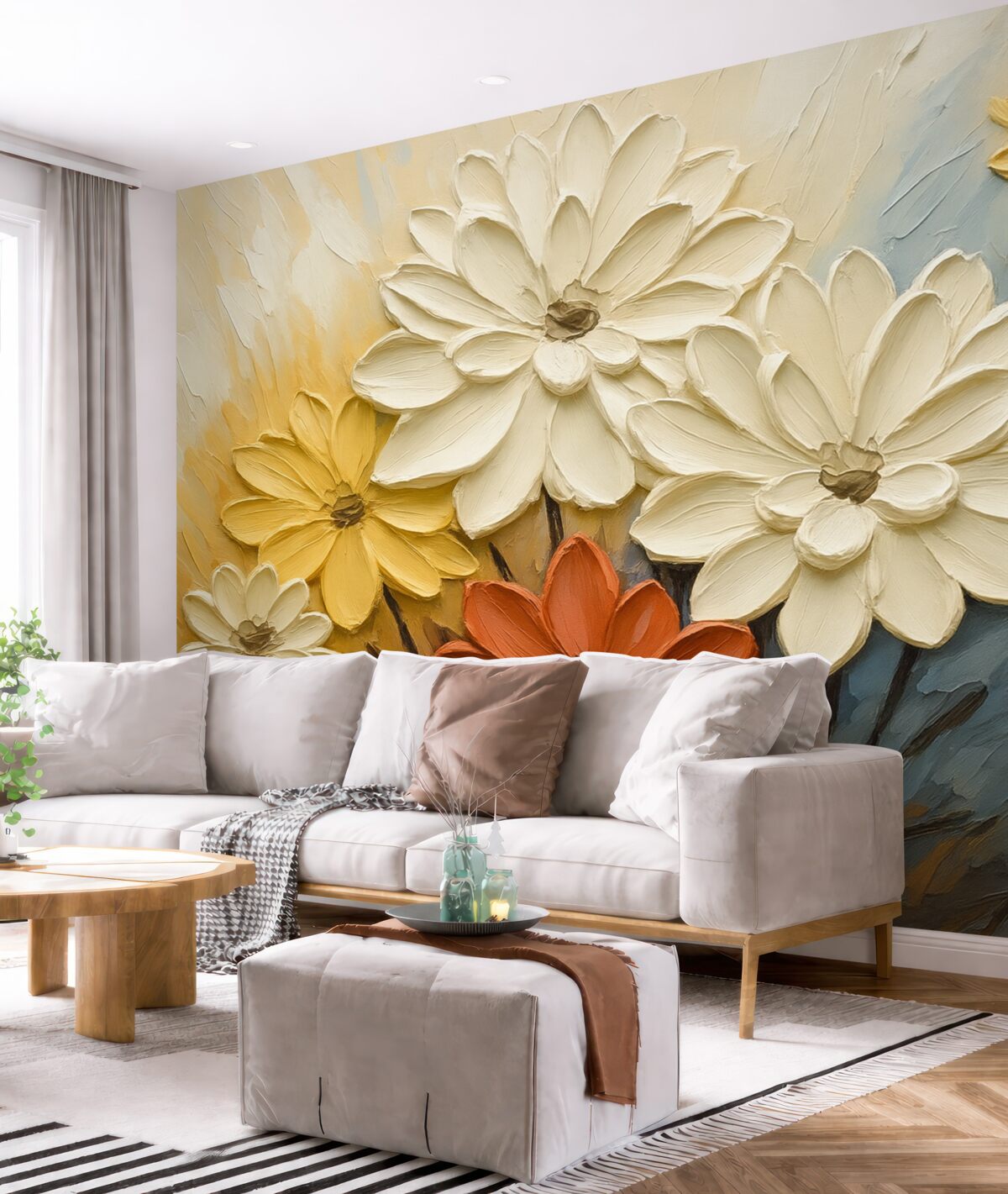 Fototapeta Jasne kwiaty przypominają ślady farby.