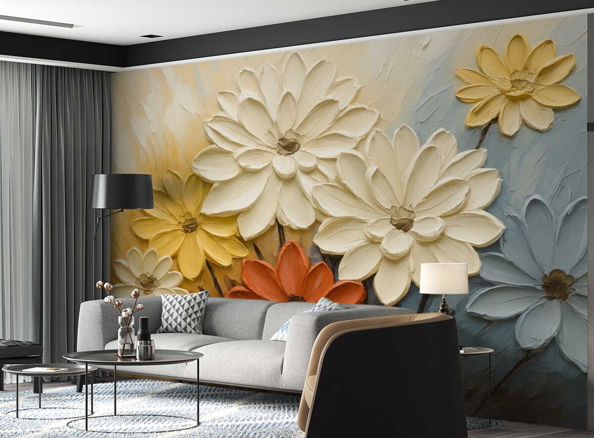 Fototapeta Jasne kwiaty przypominają ślady farby.