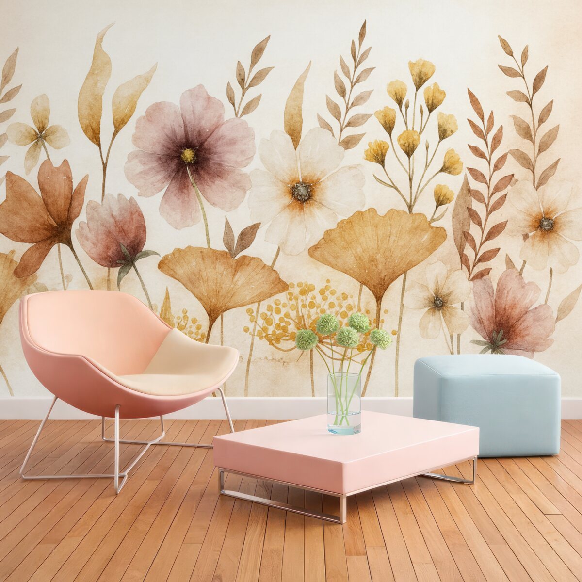 Fototapeta Zestaw dzikich roślin kwitnących.