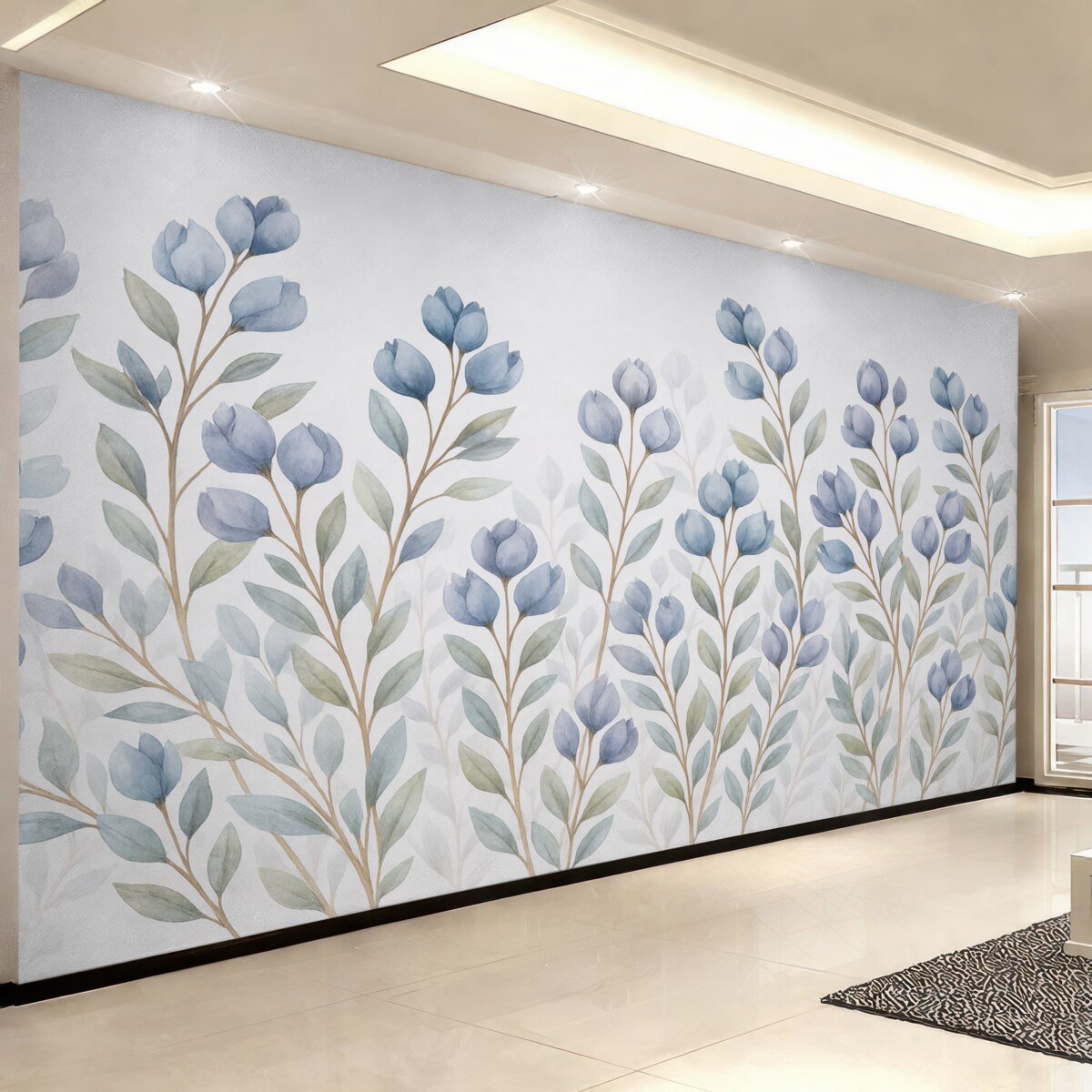 Fototapeta Gałęzie z błękitnymi liśćmi.