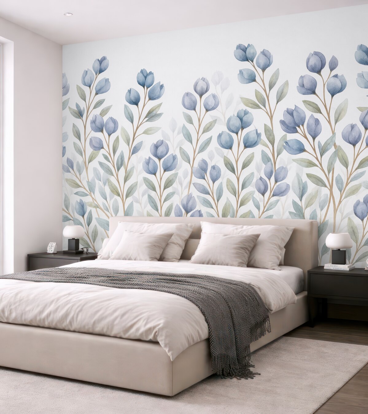 Fototapeta Gałęzie z błękitnymi liśćmi.