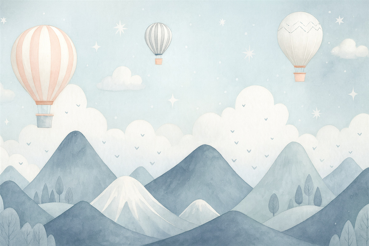 Fototapeta Balony unoszące się nad szczytami gór.