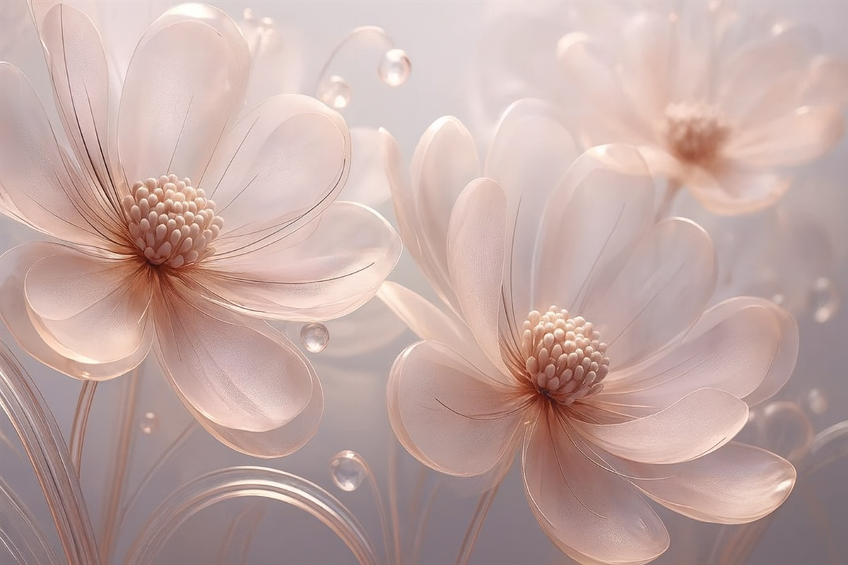 Fototapeta Wielkie, przezroczyste kwiaty.