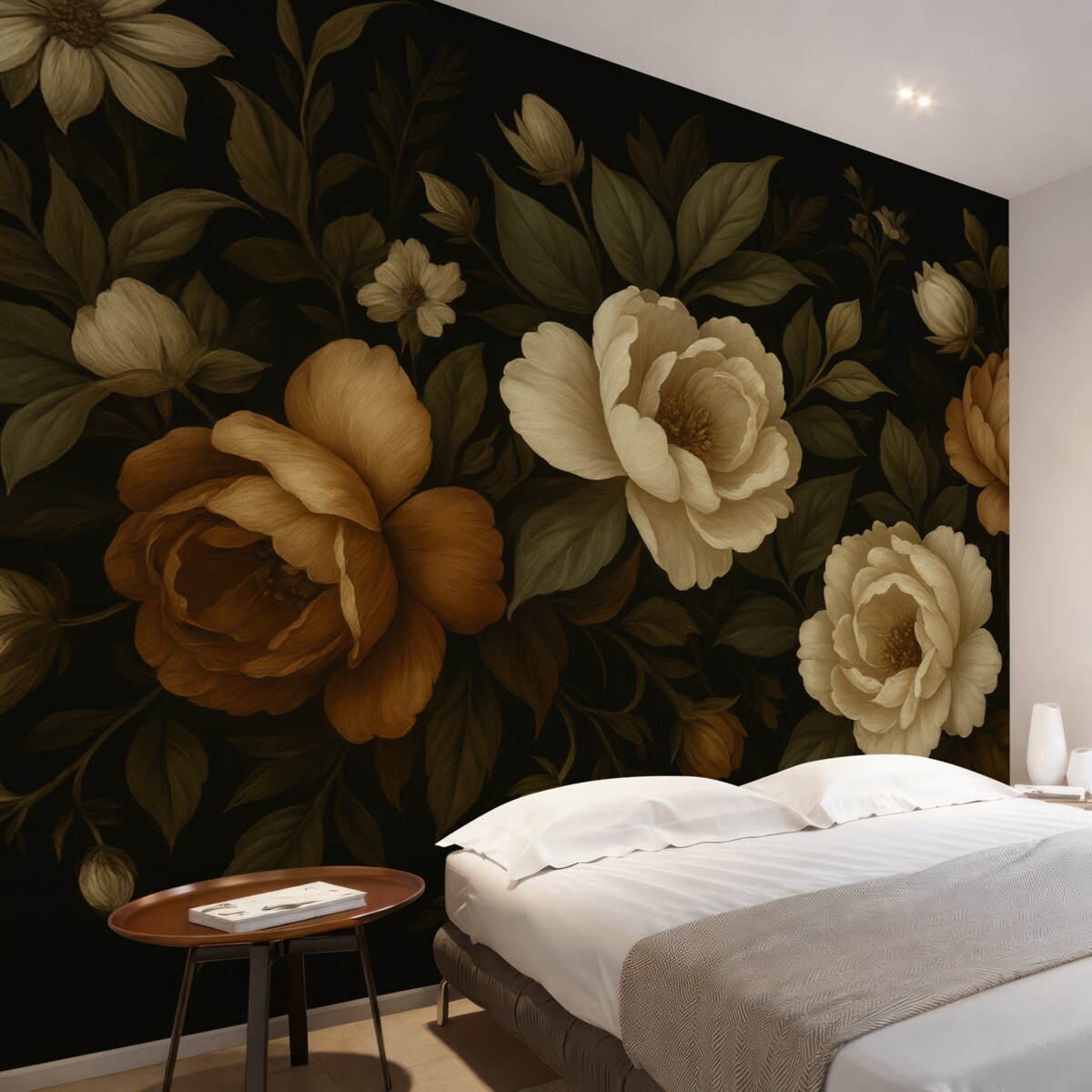 Fototapeta Różnorodne kwiaty na mrocznym tle.