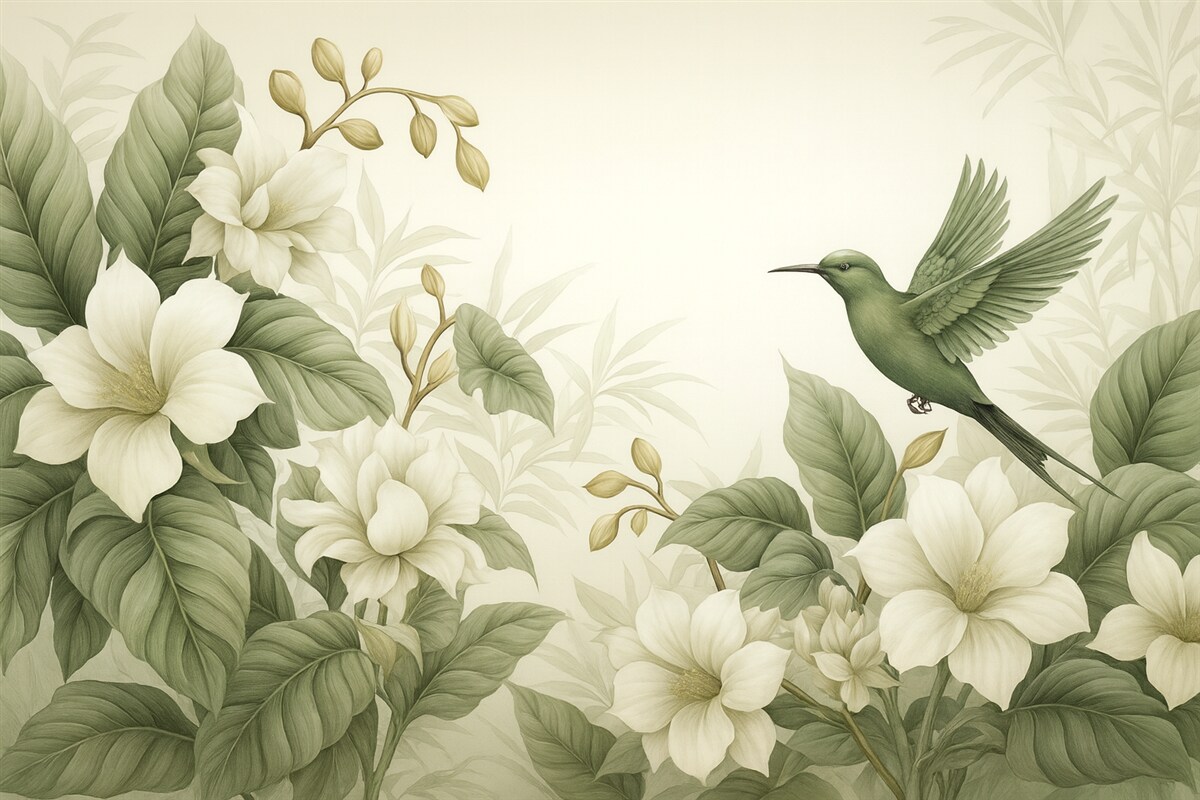 Fototapeta Tropikalny pejzaż z roślinami.