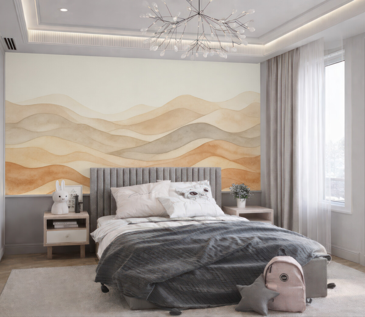 Fototapeta Abstrakcja z falami w tonacjach beżowych.