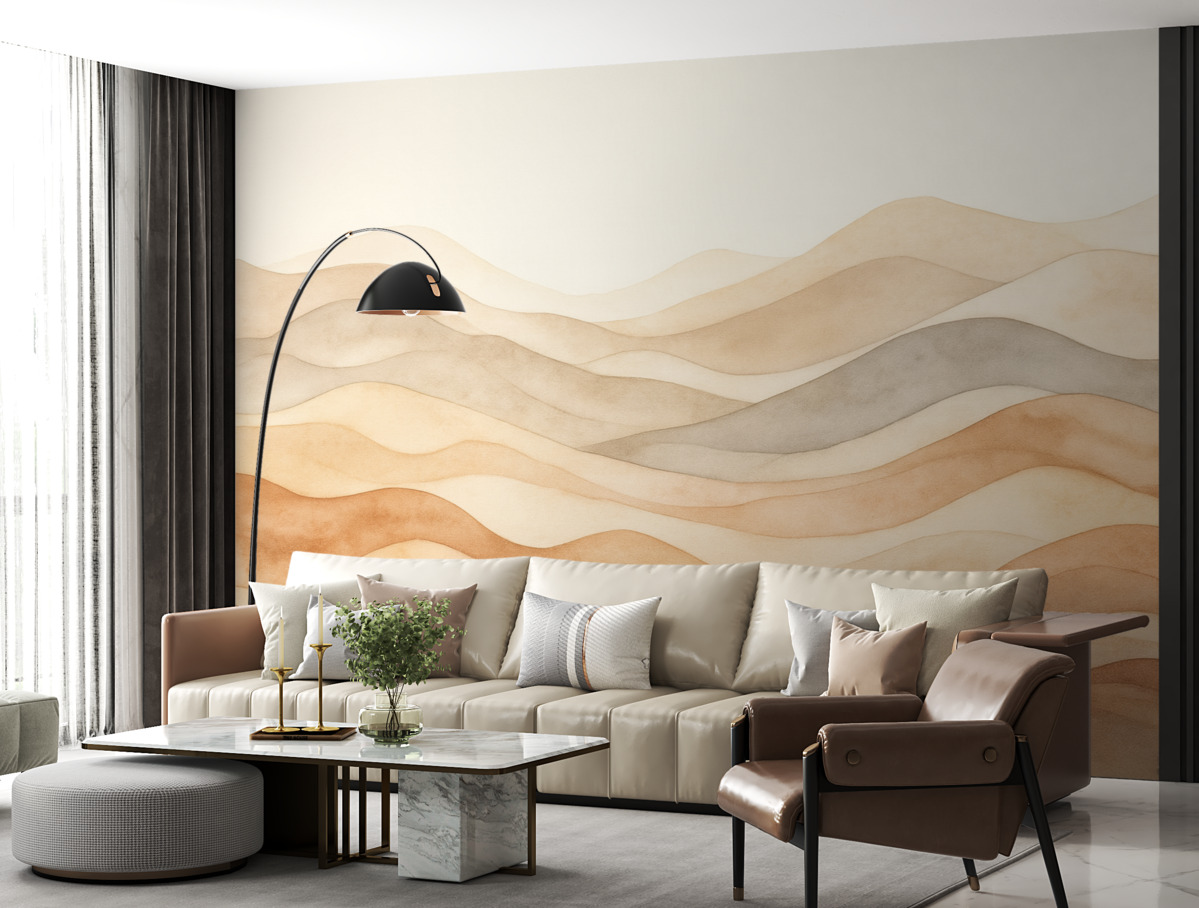 Fototapeta Abstrakcja z falami w tonacjach beżowych.