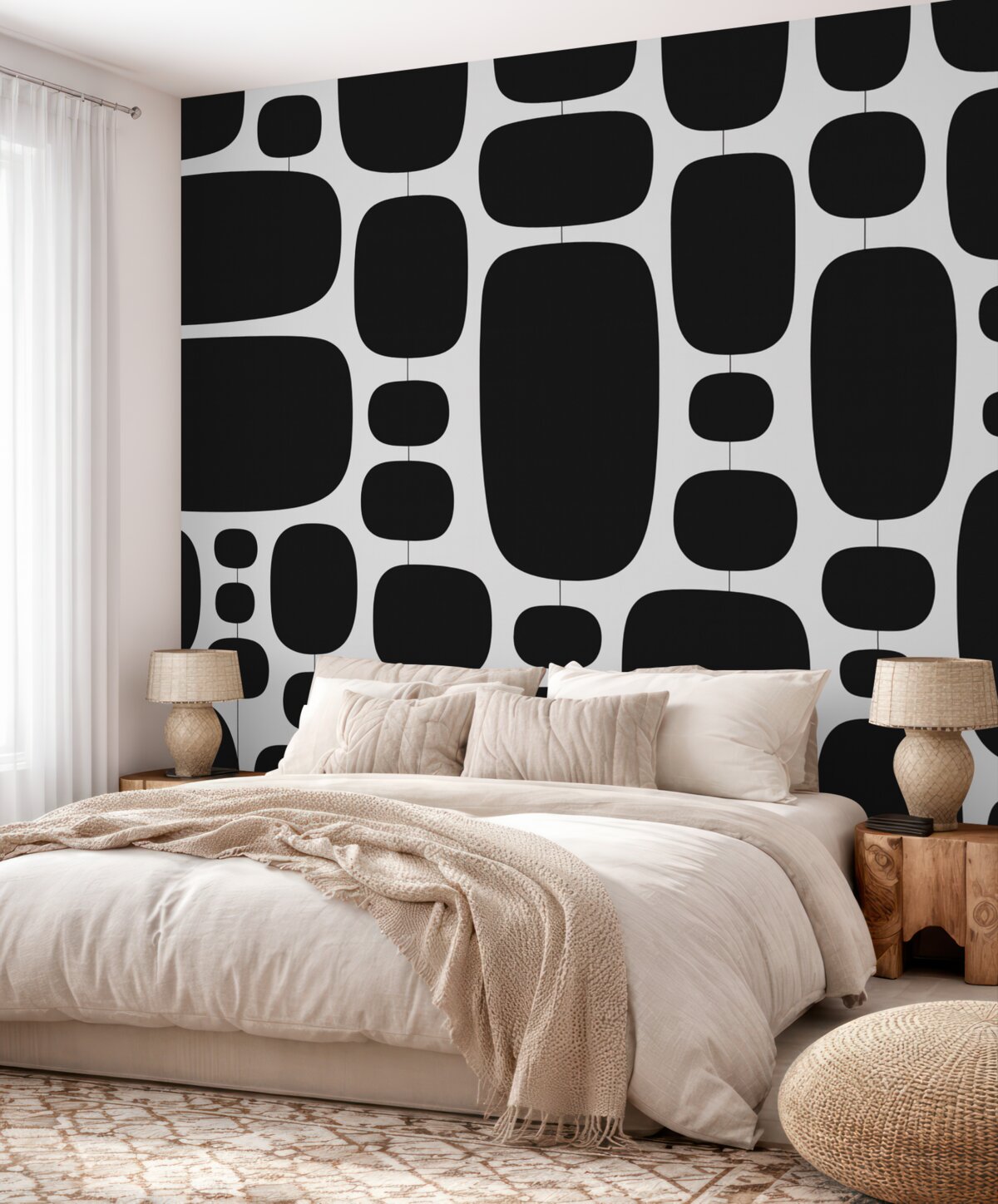 Fototapeta Abstrakcyjny geometryczny motyw z owalnymi formami.