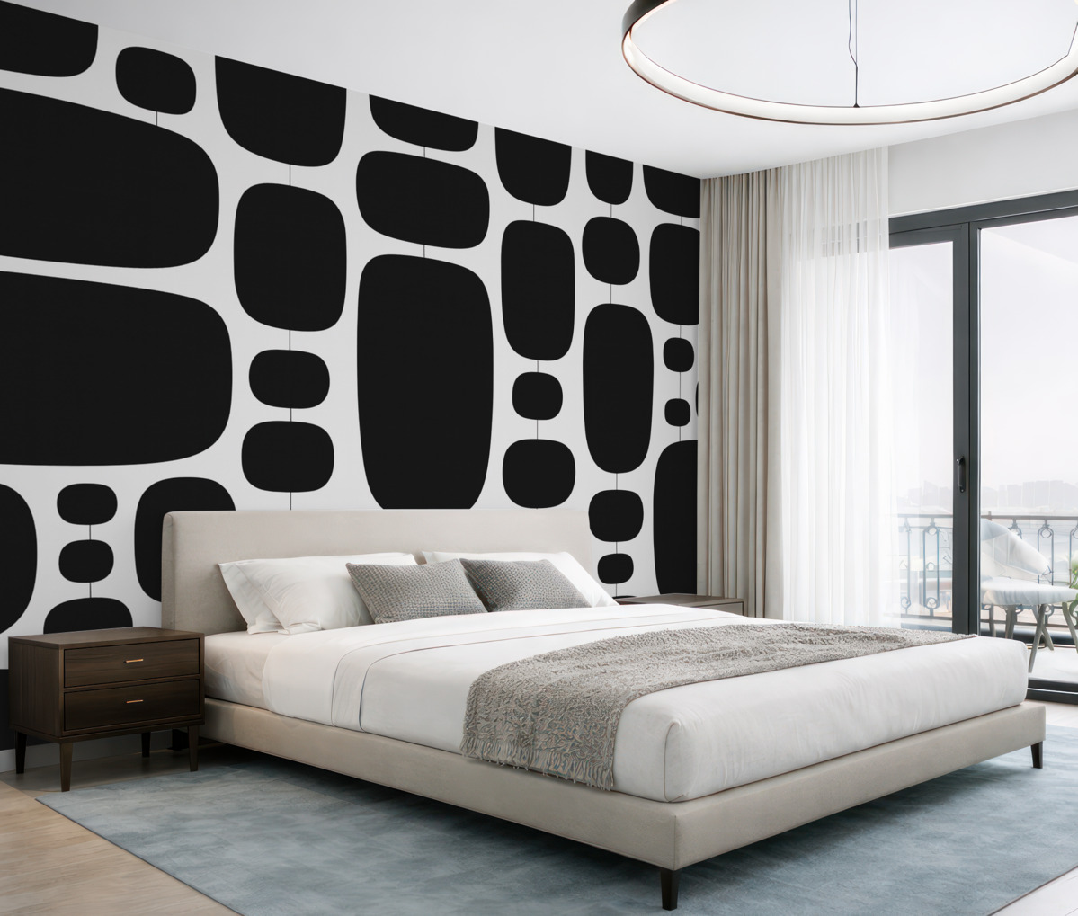 Fototapeta Abstrakcyjny geometryczny motyw z owalnymi formami.