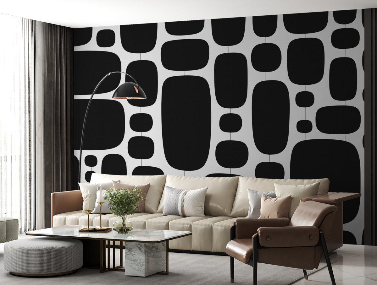 Fototapeta Abstrakcyjny geometryczny motyw z owalnymi formami.