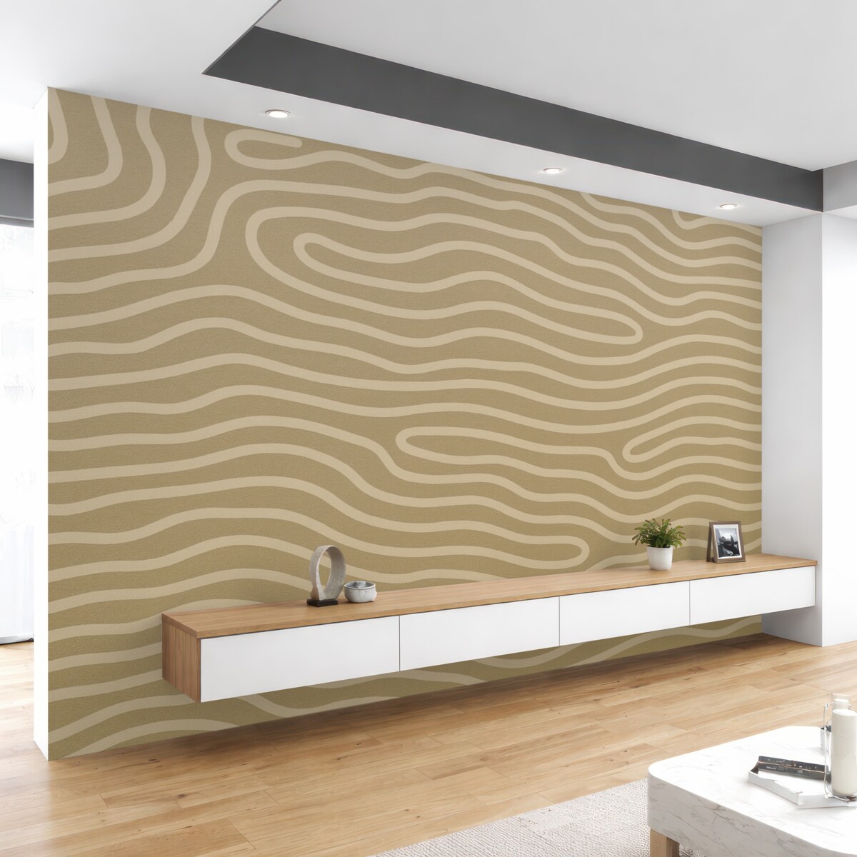 Fototapeta Abstrakcyjny motyw falistych linii w jasnych odcieniach.