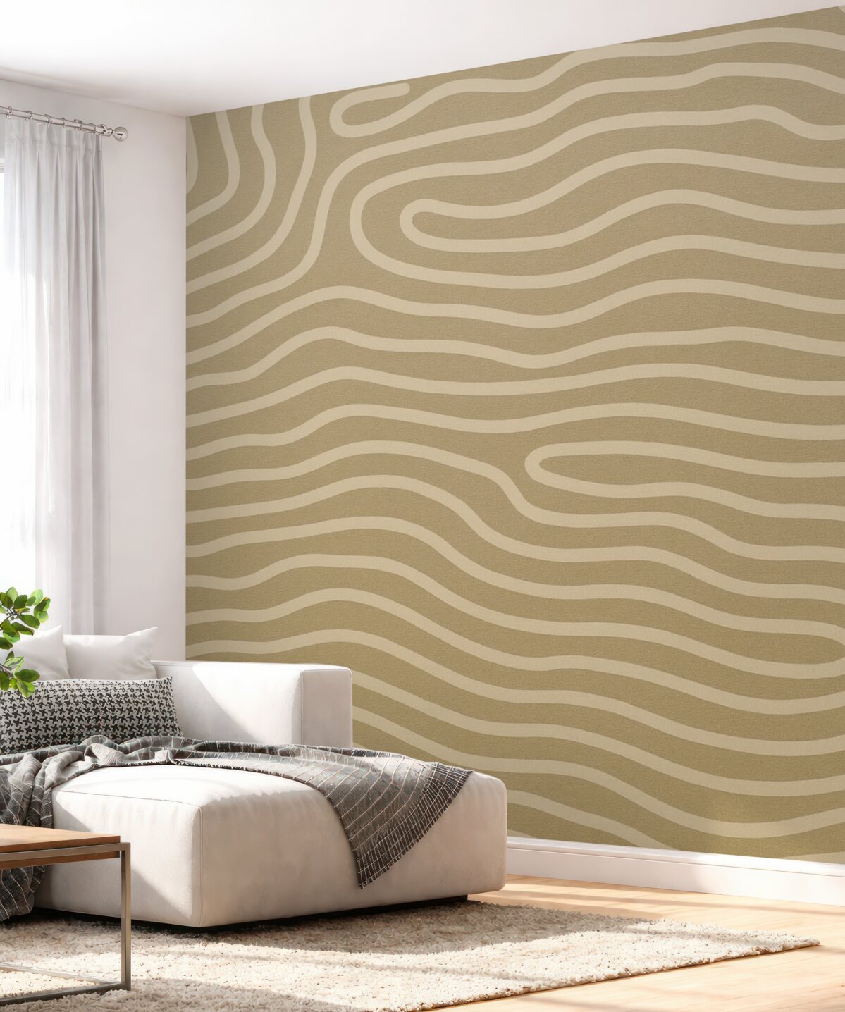 Fototapeta Abstrakcyjny motyw falistych linii w jasnych odcieniach.