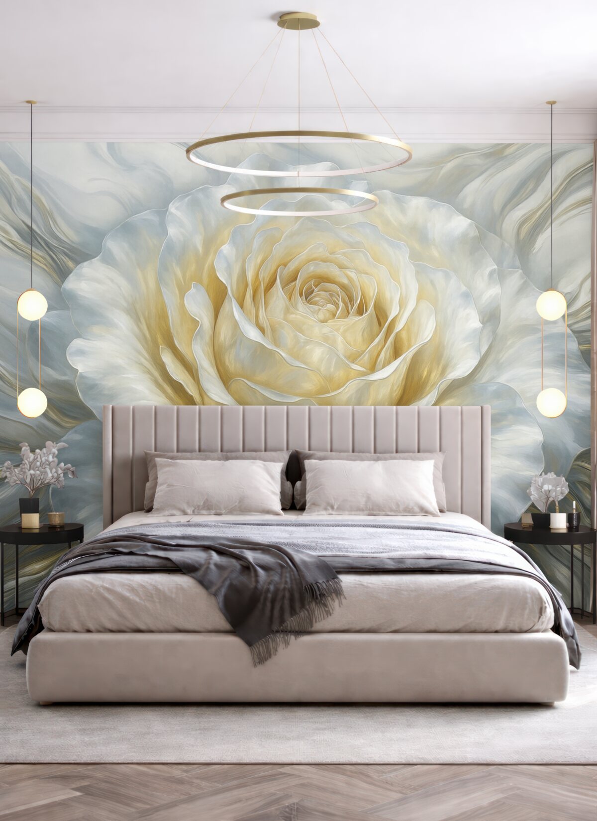 Fototapeta Wielka perłowa róża w metalicznym stylu.