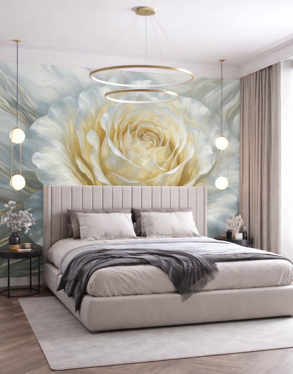 Fototapeta Wielka perłowa róża w metalicznym stylu.