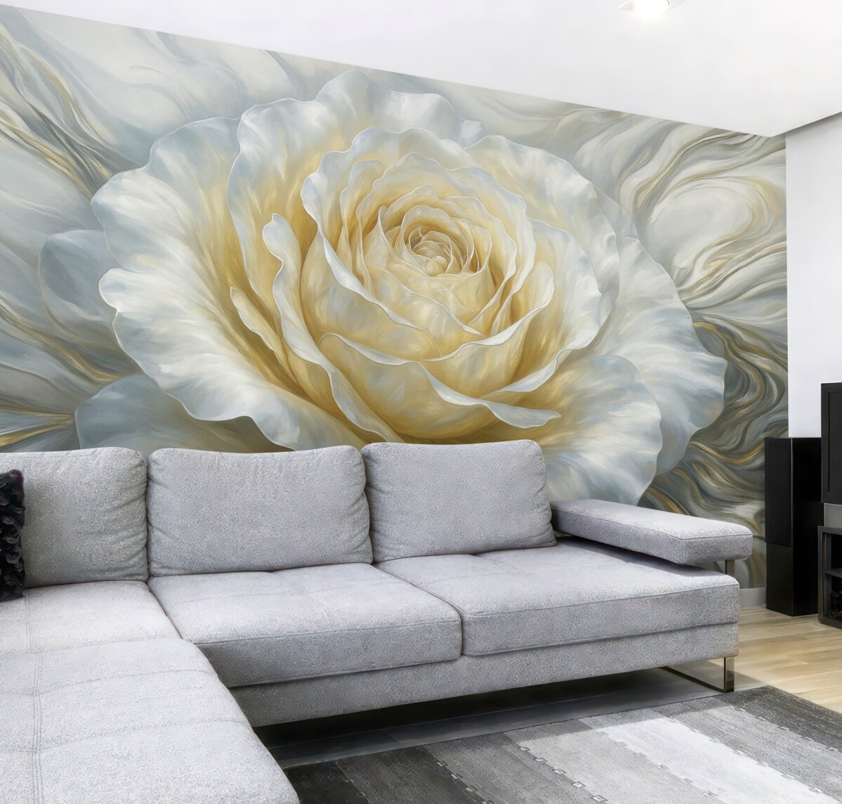 Fototapeta Wielka perłowa róża w metalicznym stylu.