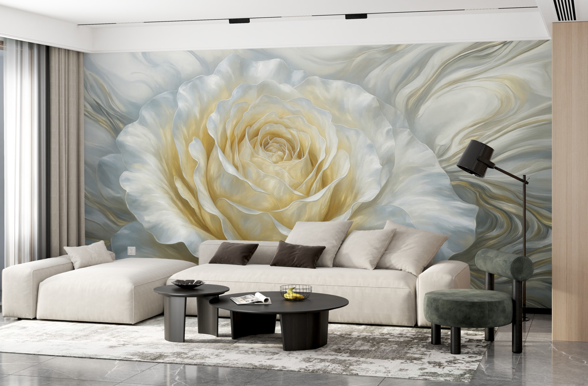 Fototapeta Wielka perłowa róża w metalicznym stylu.