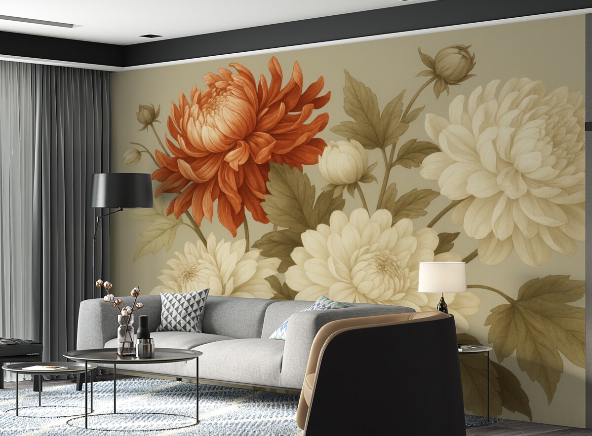 Fototapeta Piwonie w estetyce retro.