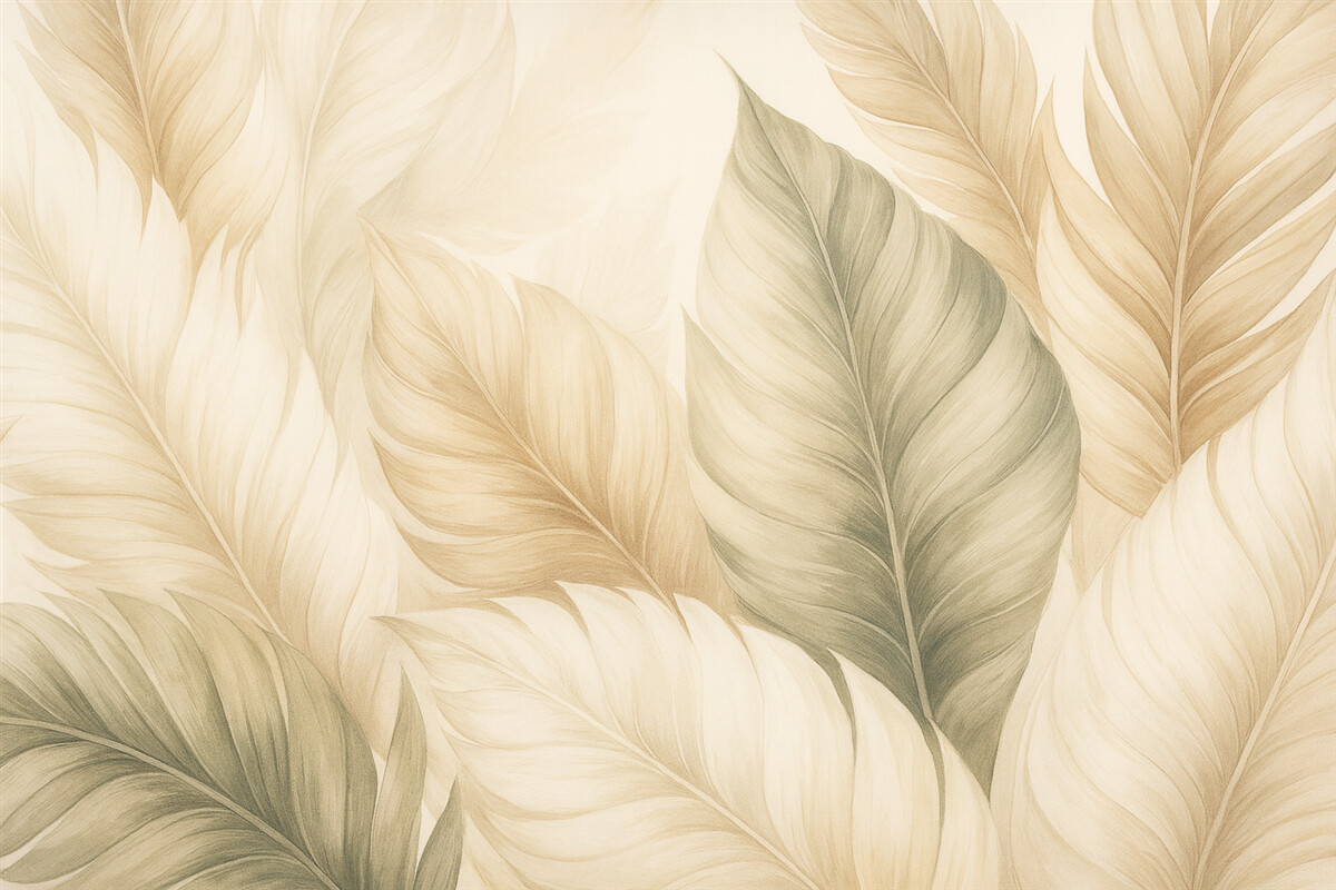 Fototapeta Stylowy motyw jasnych liści.