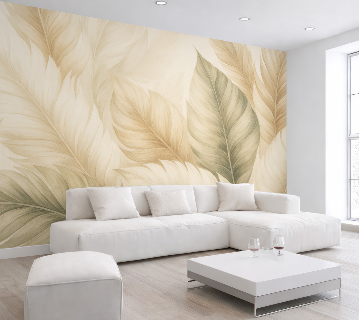 Fototapeta Stylowy motyw jasnych liści.