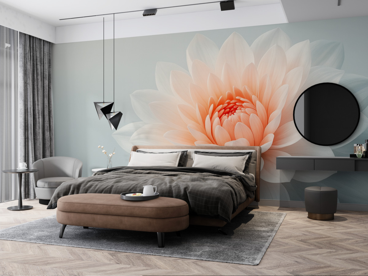 Fototapeta Wielki kwiat na szarym tle.