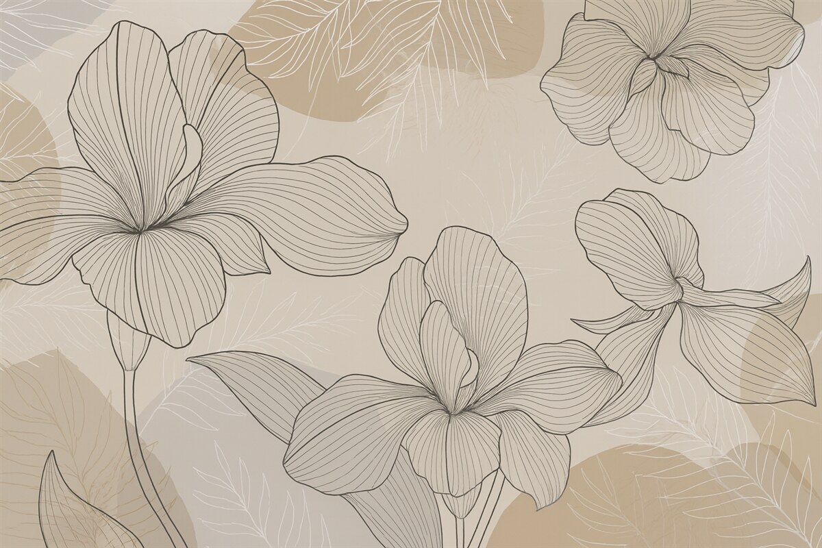 Fototapeta Wektorowy projekt kwiatowy w pastelowych tonach.