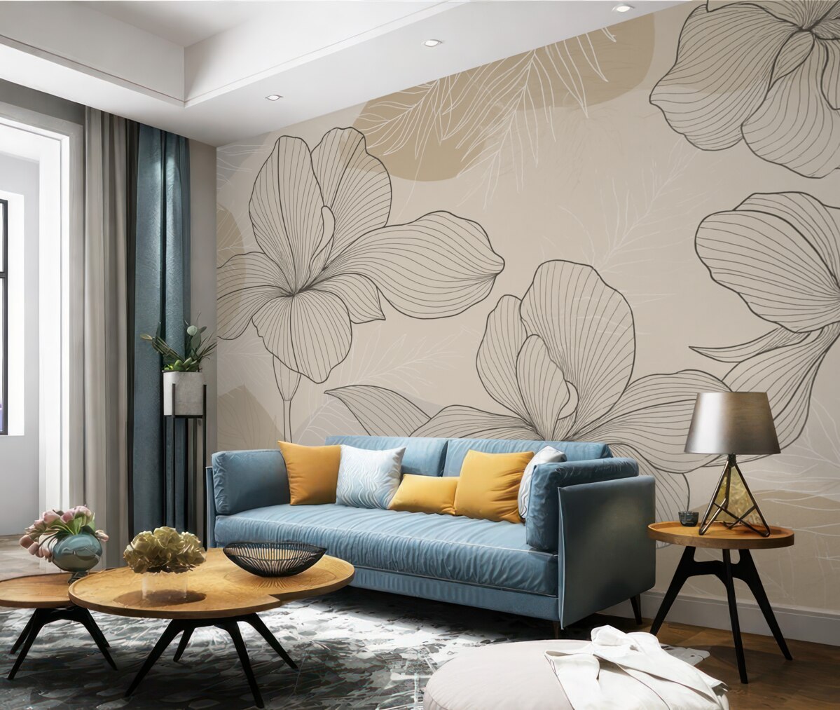 Fototapeta Wektorowy projekt kwiatowy w pastelowych tonach.