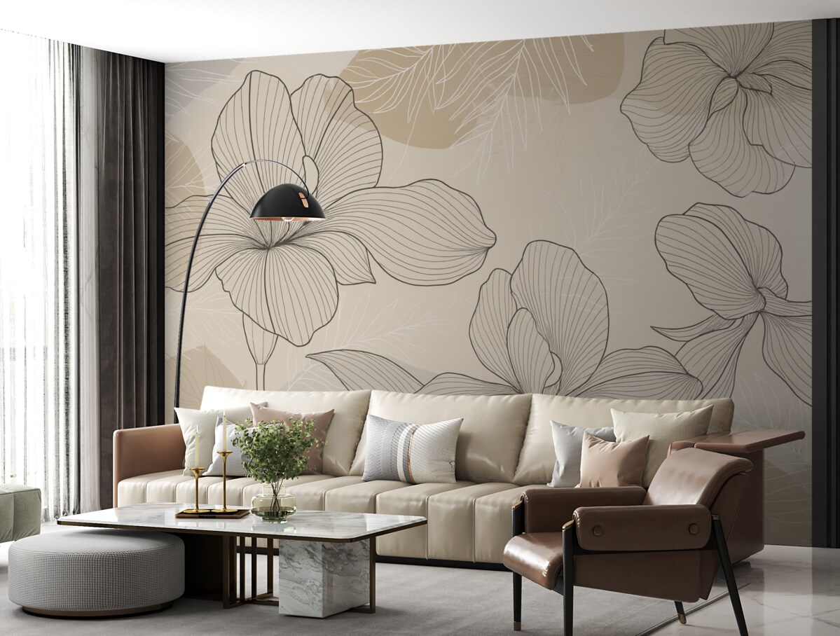 Fototapeta Wektorowy projekt kwiatowy w pastelowych tonach.