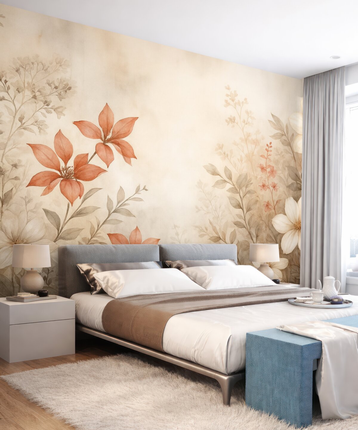 Fototapeta Abstrakcyjna flora w rozmytym ujęciu akwarelowym.