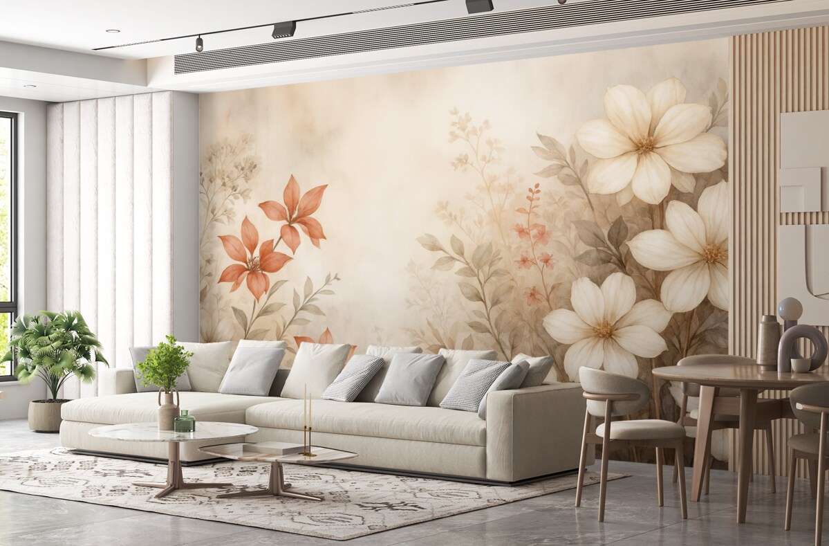 Fototapeta Abstrakcyjna flora w rozmytym ujęciu akwarelowym.