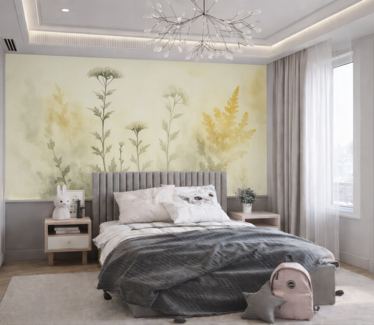 Fototapeta Postacie roślin w rozmytym stylu akwarelowym.