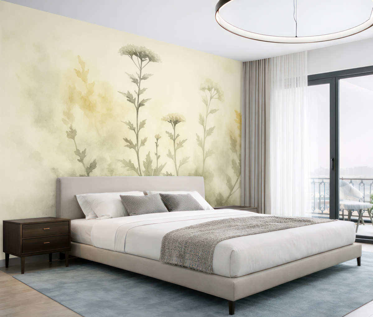 Fototapeta Postacie roślin w rozmytym stylu akwarelowym.