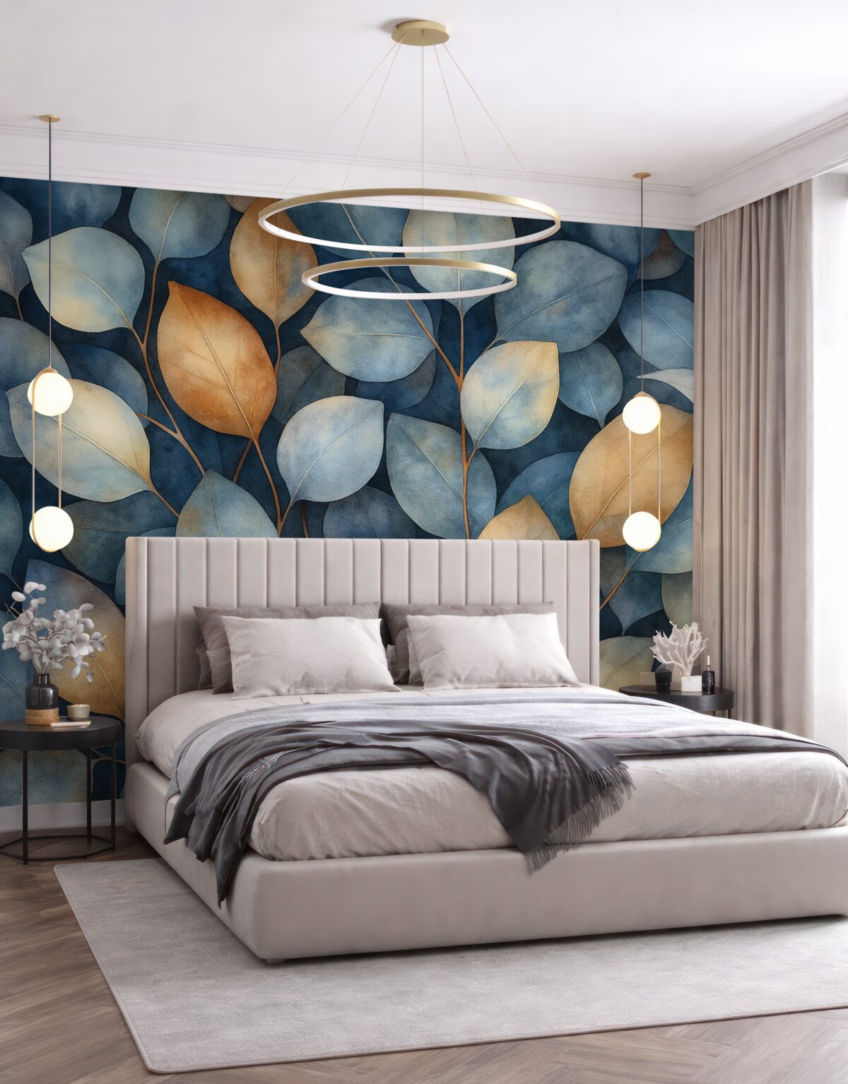 Fototapeta Cudowne liście eukaliptusa, florystyczny motyw, ilustracja w technice akwareli.