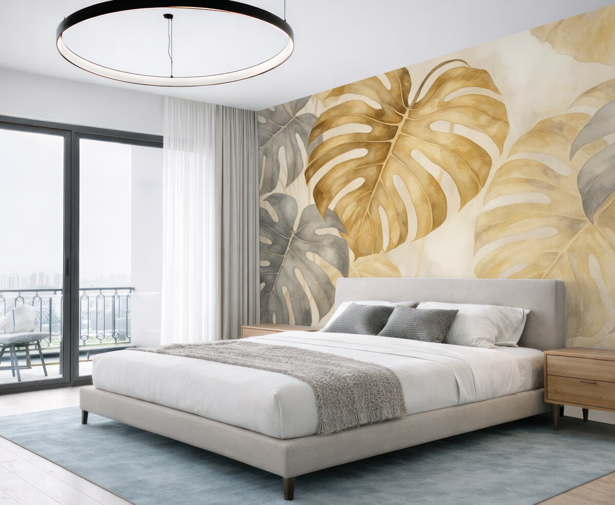 Fototapeta Liście Monstera akwarelowe Imitacja