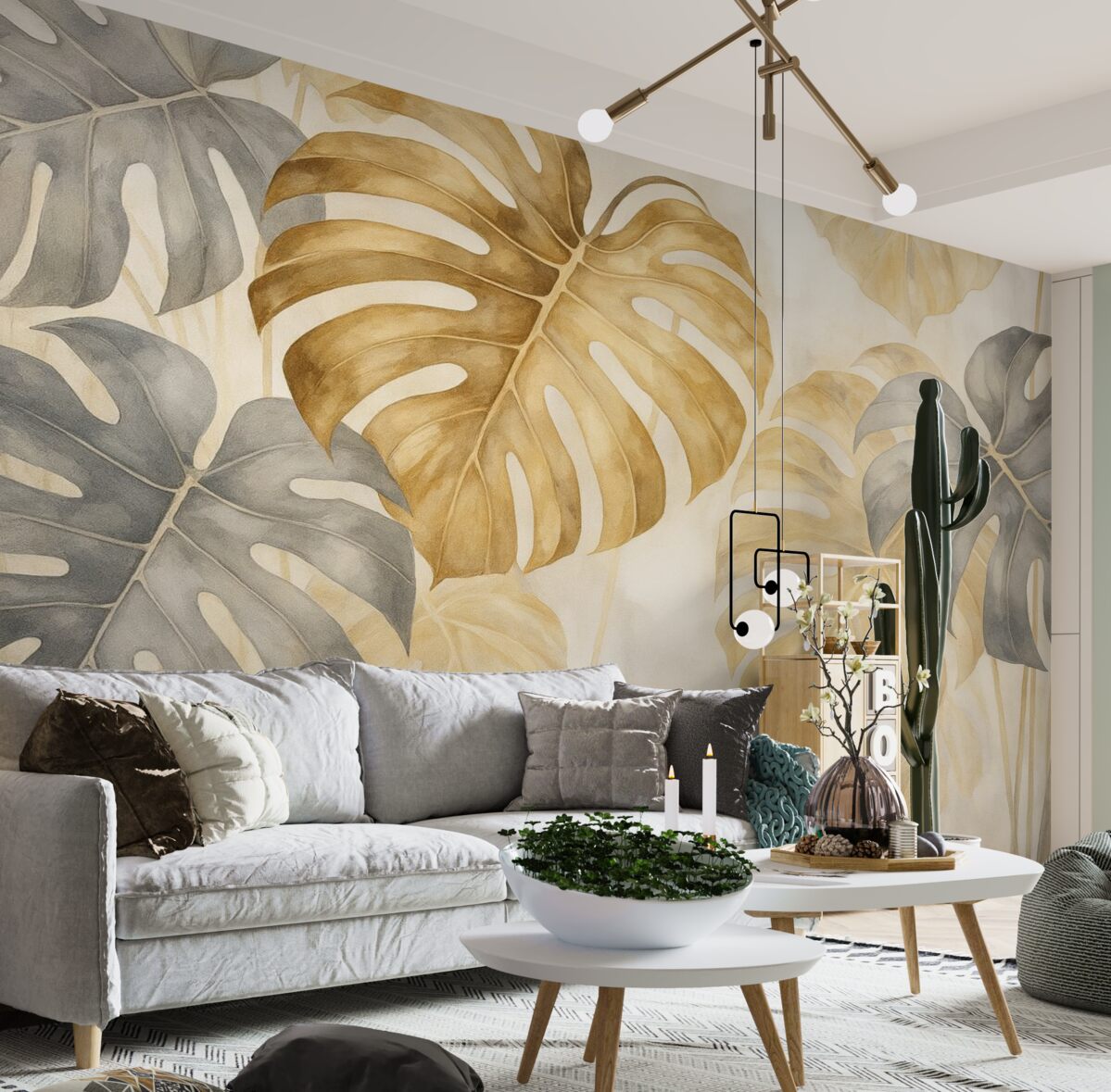 Fototapeta Liście Monstera akwarelowe Imitacja