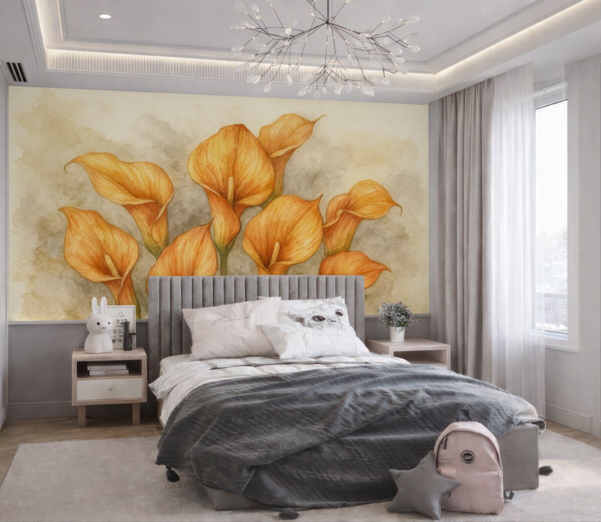 Fototapeta Lilie Calla na tle akwareli.