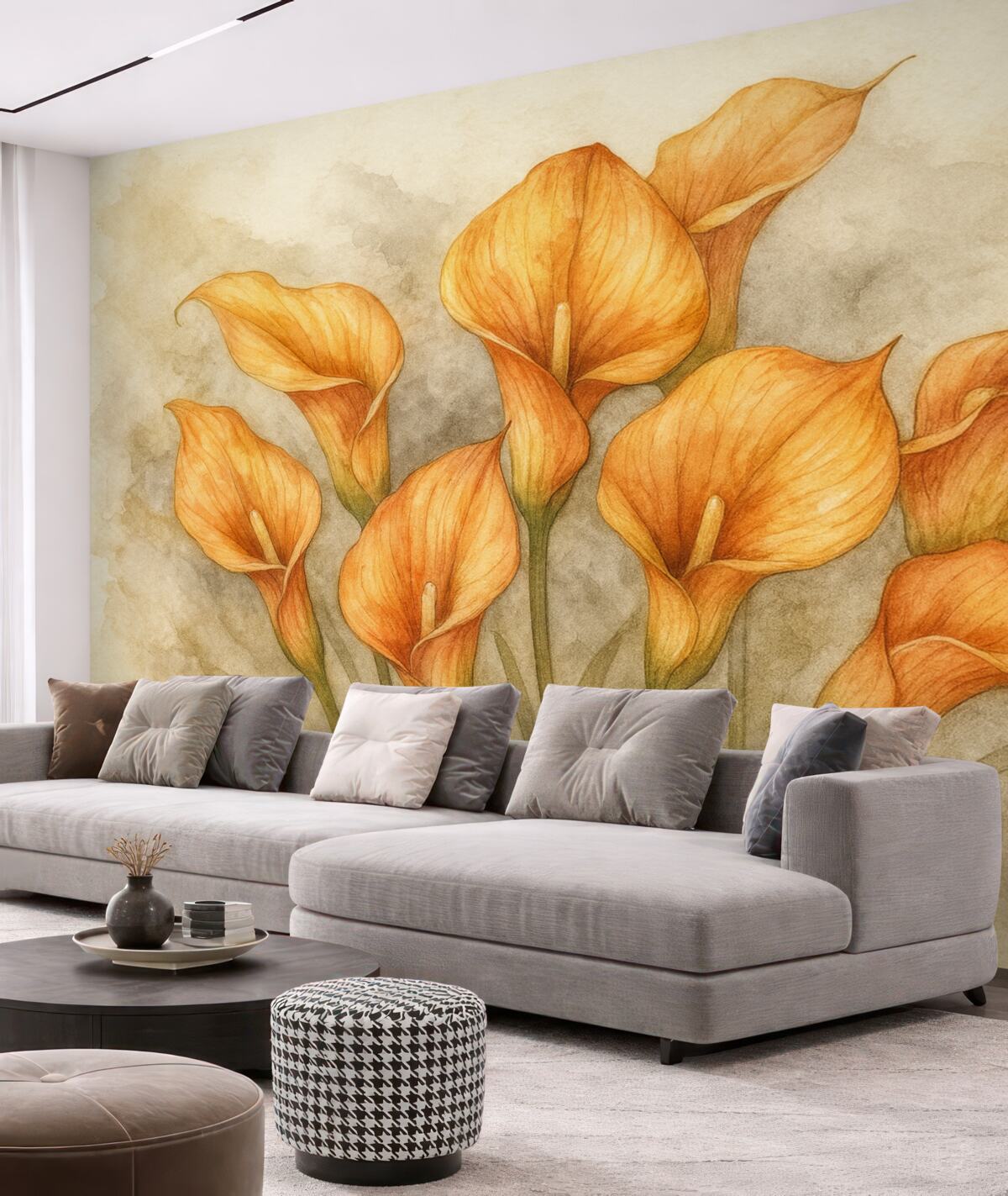 Fototapeta Lilie Calla na tle akwareli.