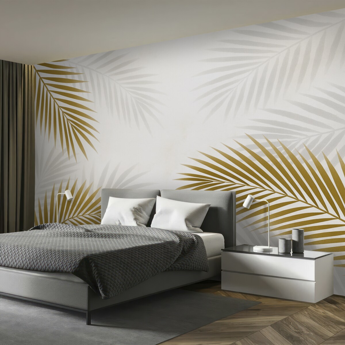 Fototapeta Liście palmowe w kolorze brązowym.