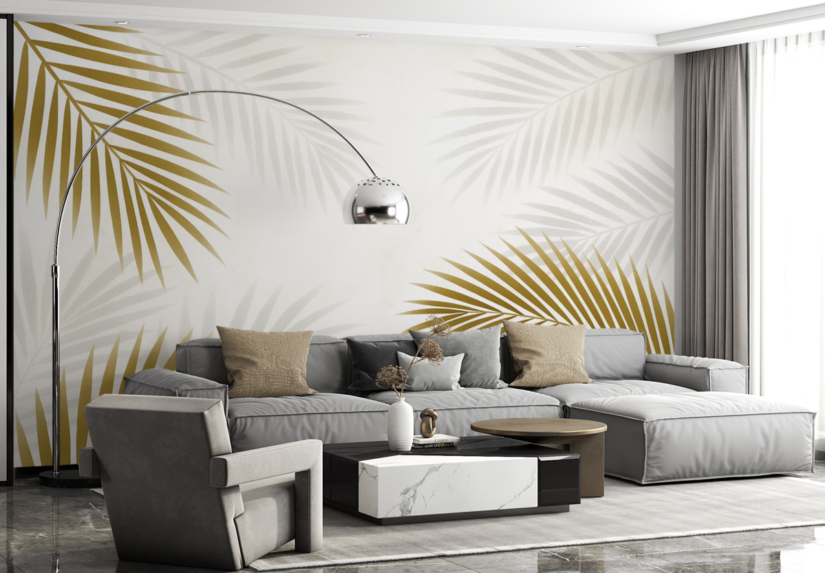 Fototapeta Liście palmowe w kolorze brązowym.