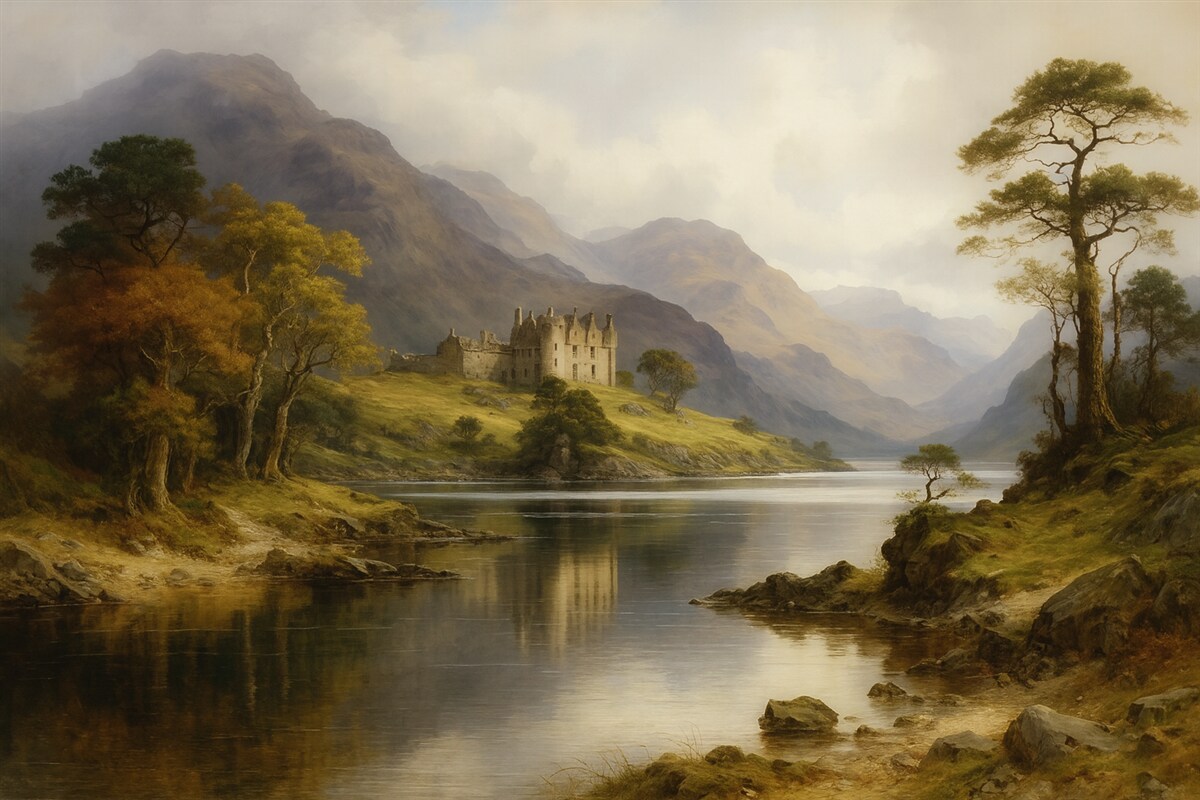 Fototapeta Akwarelowy pejzaż górski.