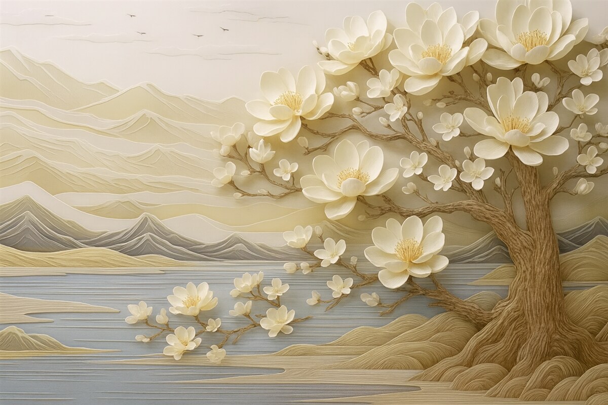 Fototapeta Abstrakcyjny las przy rzece.