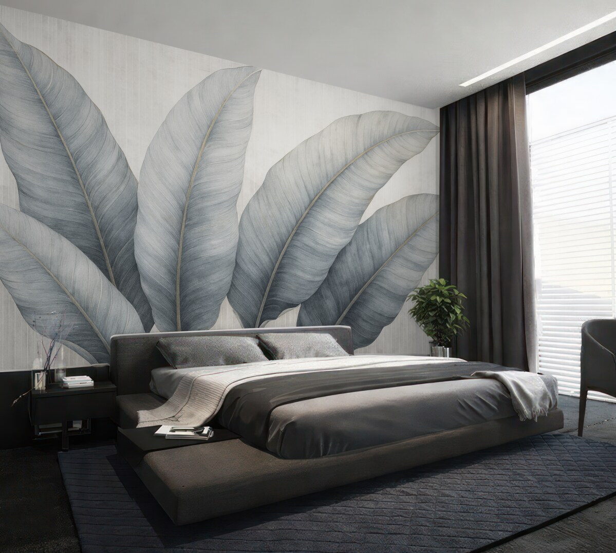 Fototapeta Wielkie liście na ścianie.