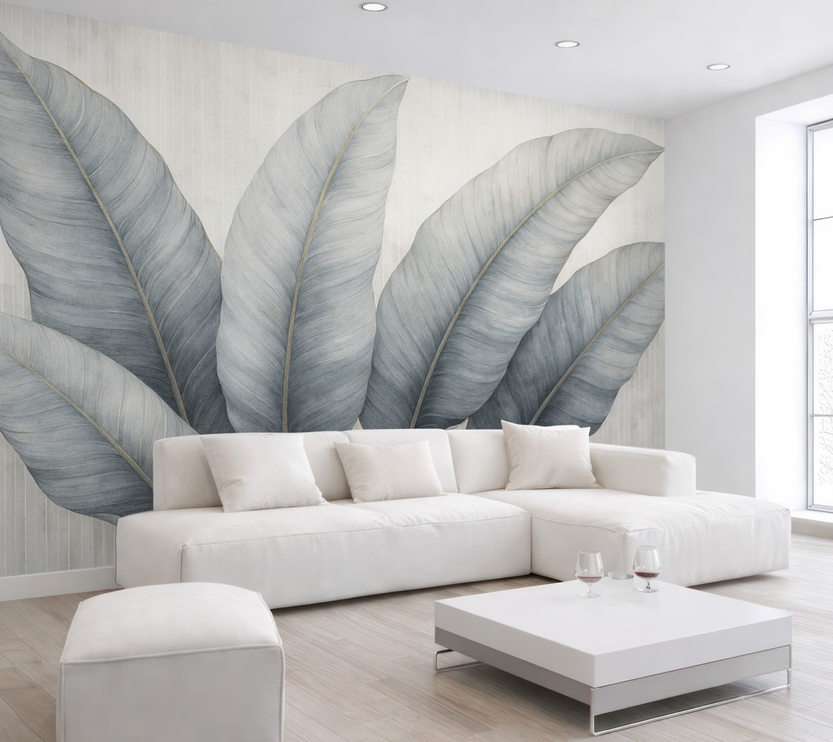 Fototapeta Wielkie liście na ścianie.