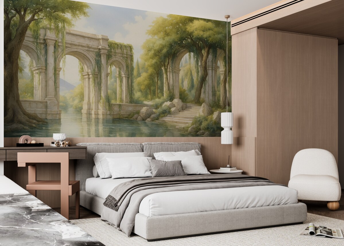 Fototapeta Obraz przedstawiający krajobraz w technice olejnej.