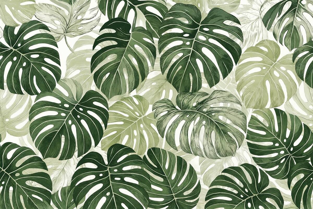 Fototapeta Liście Monstery w formie graficznej.