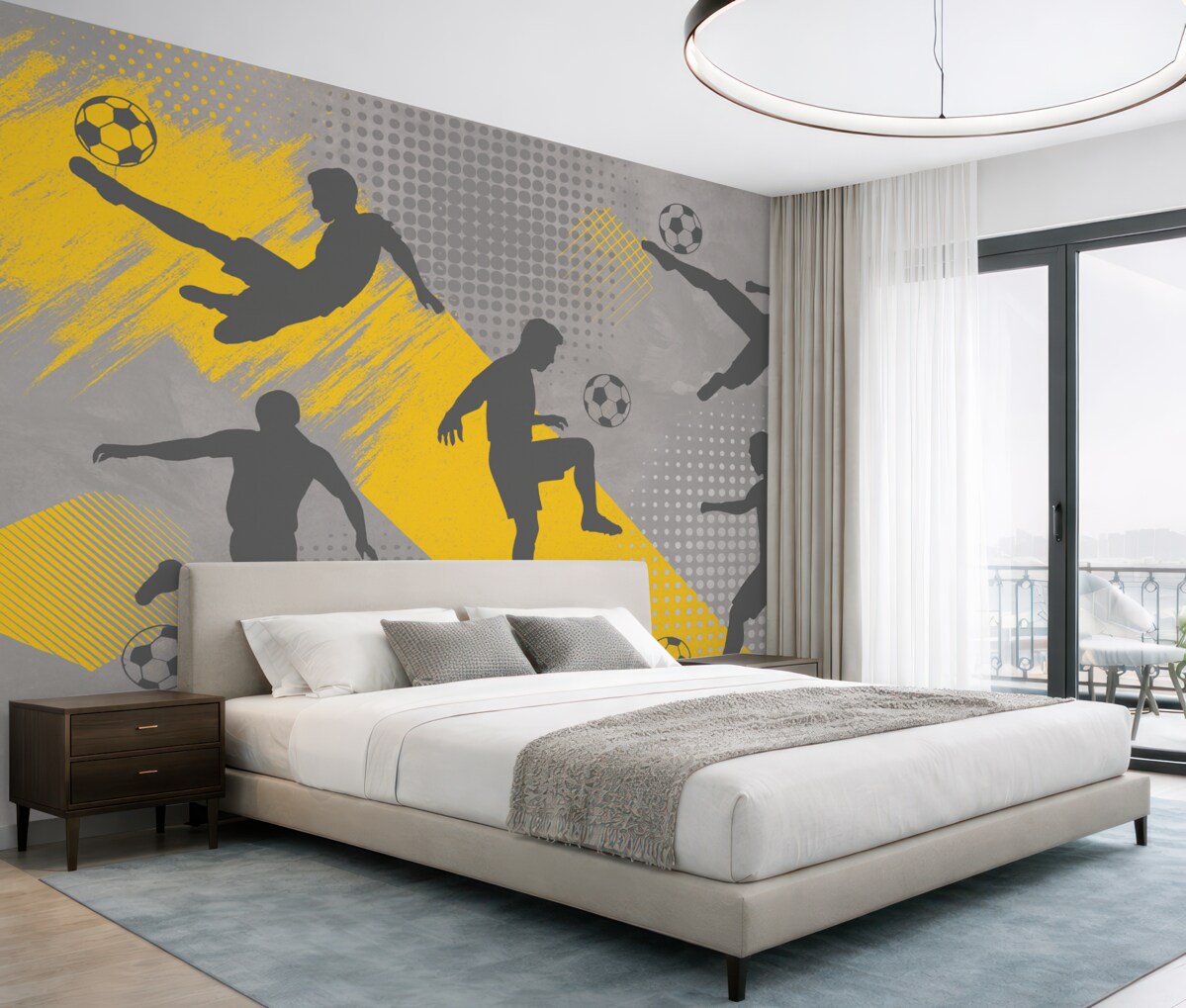 Fototapeta Postacie zawodników na abstrakcyjnym tle.