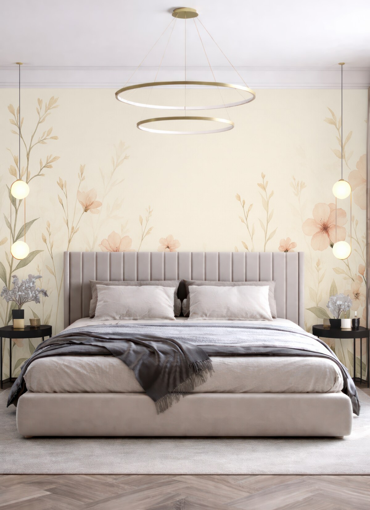 Fototapeta Kwiaty polne z kwiatami brzoskwiniowymi.