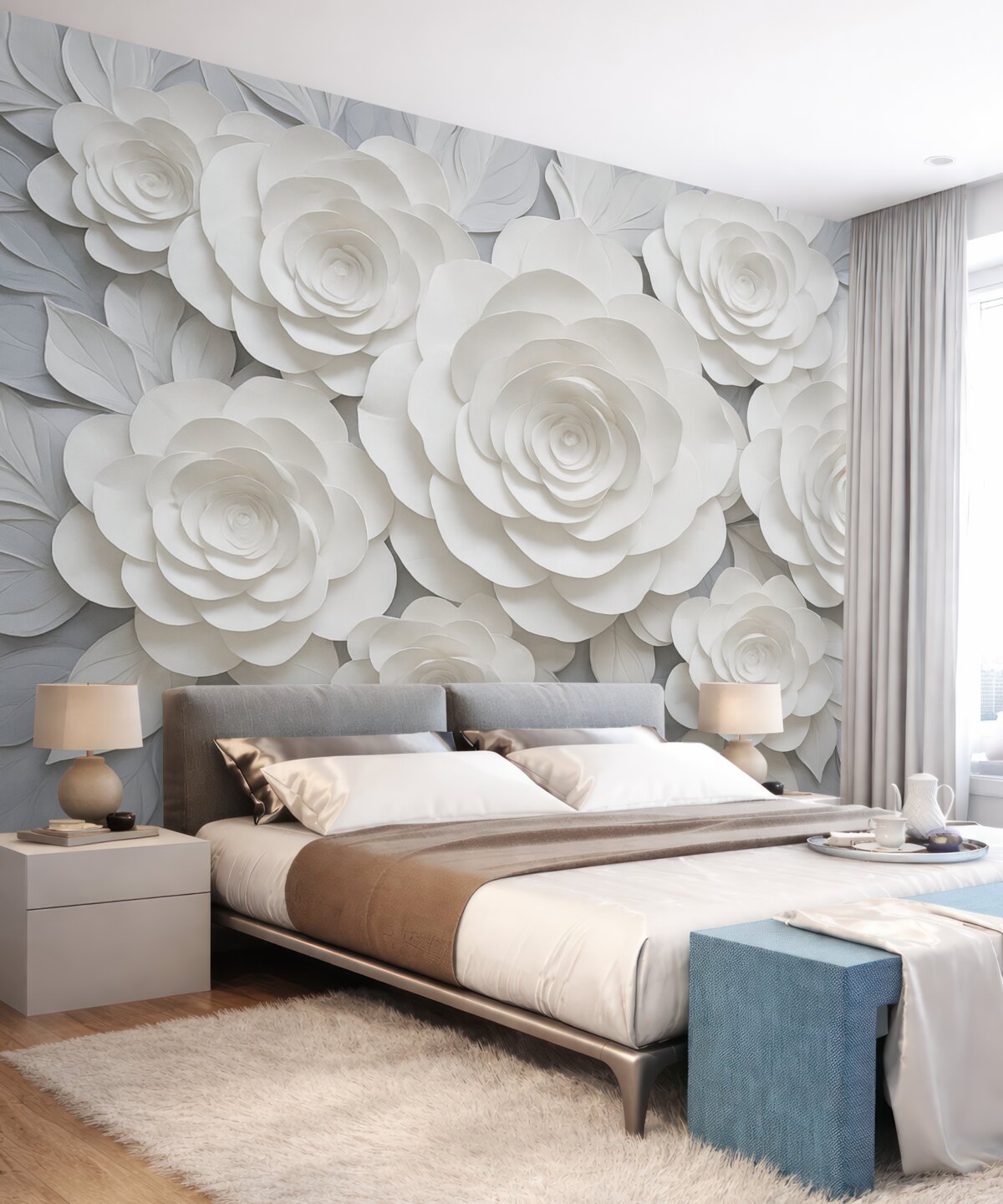 Fototapeta Białe abstrakcyjne kwiaty róży.