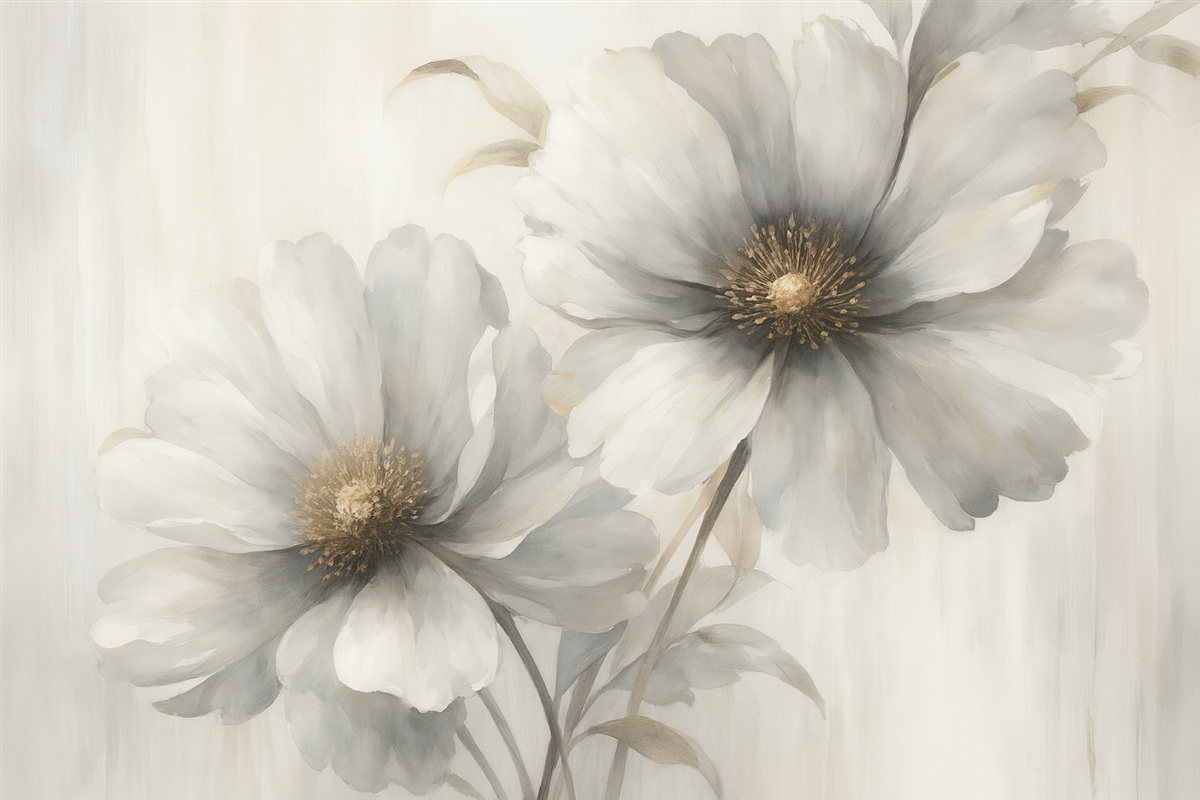 Fototapeta Wielkie kwiaty przypominające rozmytą akwarelę.