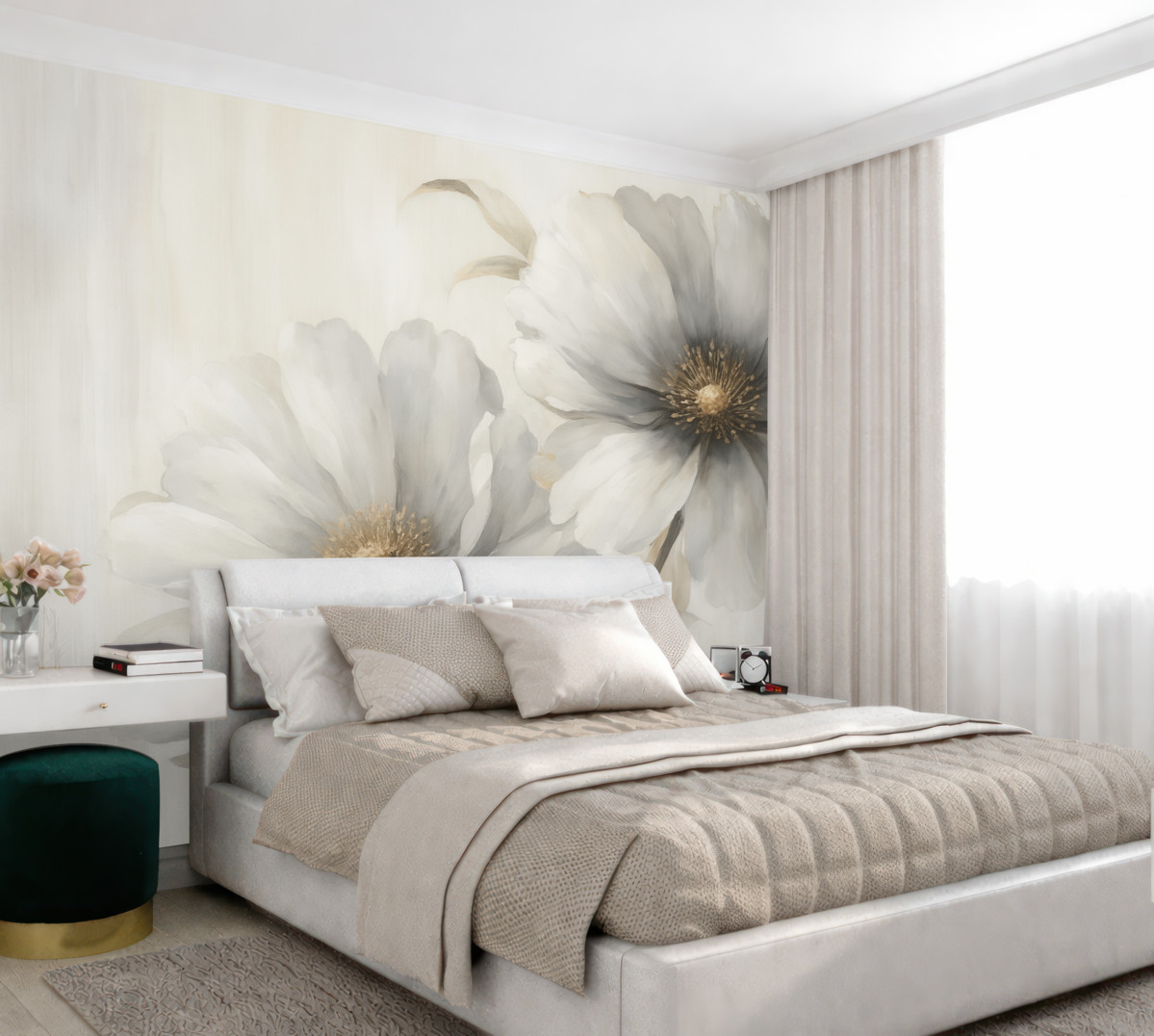 Fototapeta Wielkie kwiaty przypominające rozmytą akwarelę.