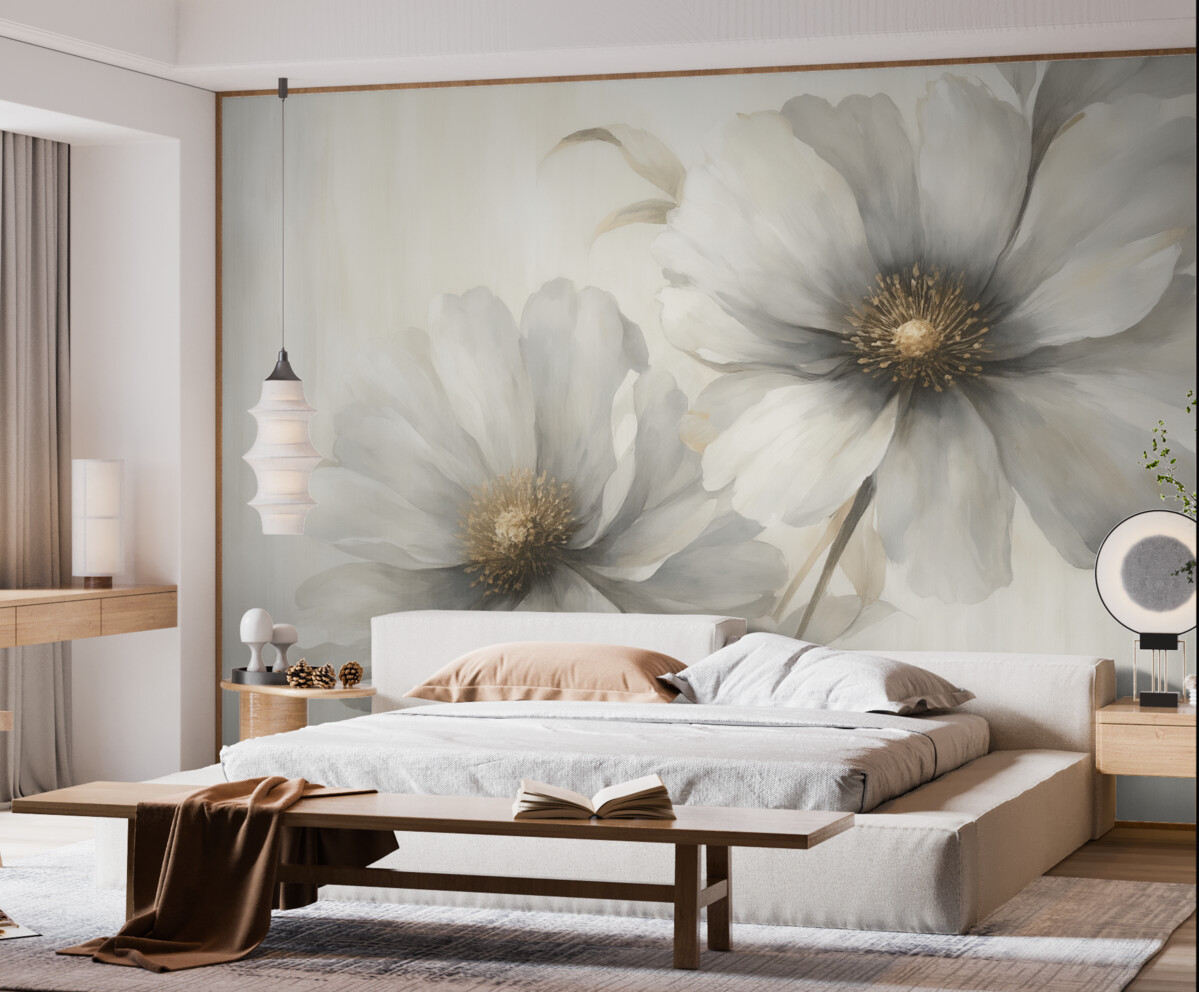 Fototapeta Wielkie kwiaty przypominające rozmytą akwarelę.